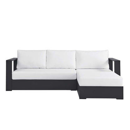Ensemble de canapés sectionnels Tahoe Patio en aluminium, 2 pièces, avec méridienne orientée vers la droite