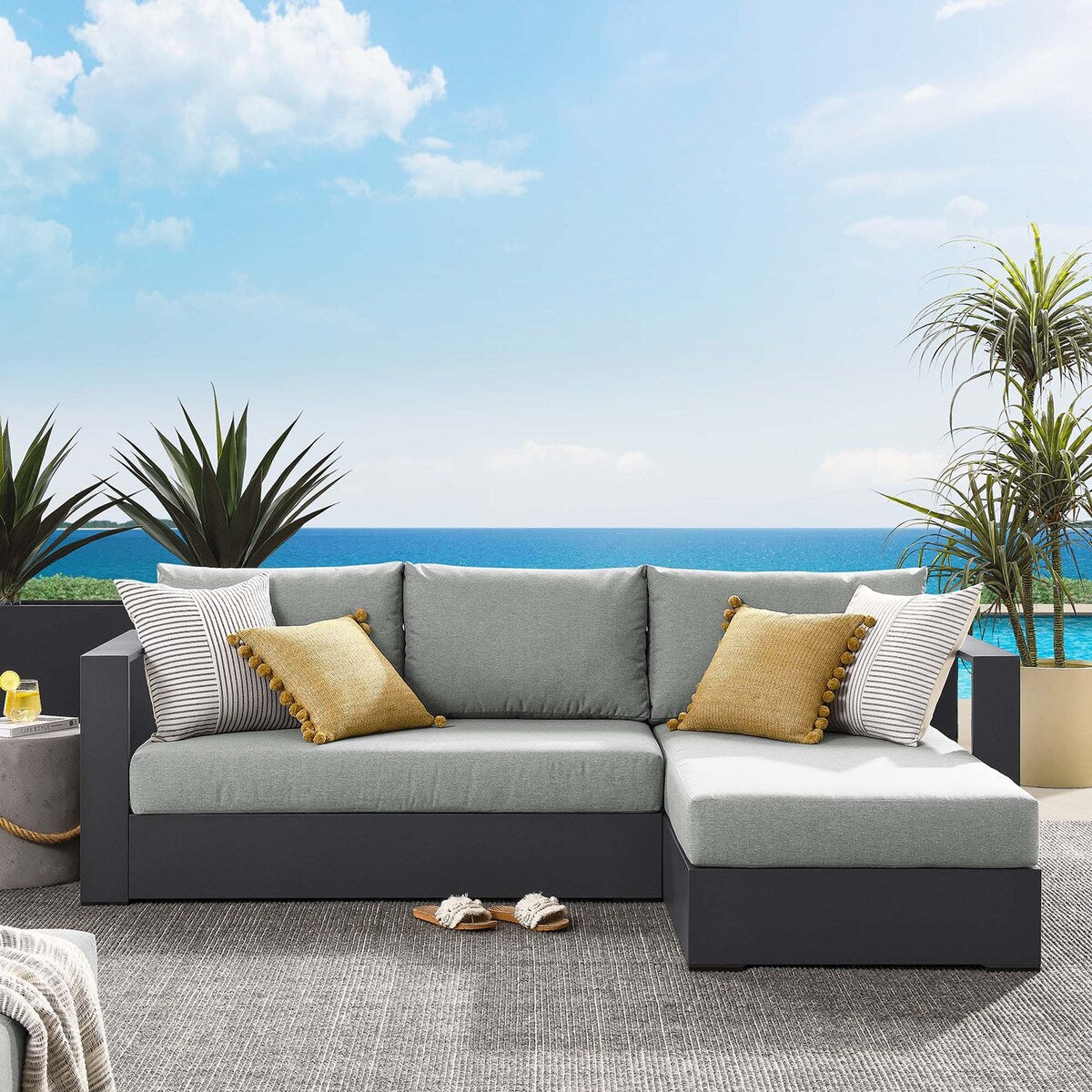 Ensemble de canapés sectionnels Tahoe Patio en aluminium, 2 pièces, avec méridienne orientée vers la droite