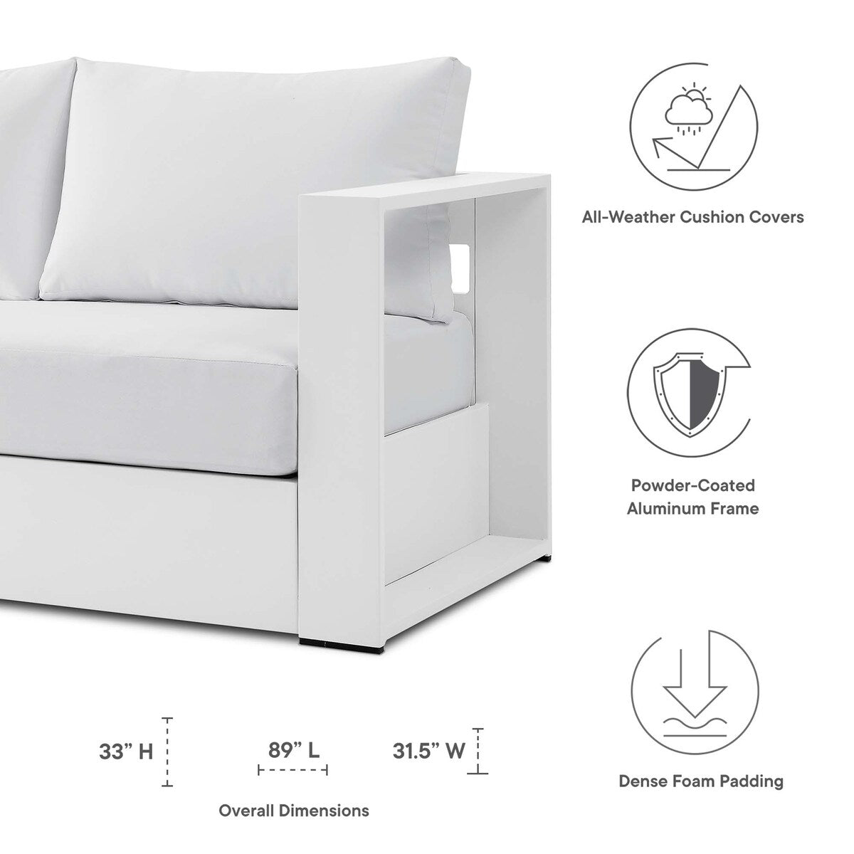 Ensemble de patio extérieur Tahoe 2 pièces en aluminium avec revêtement en poudre
