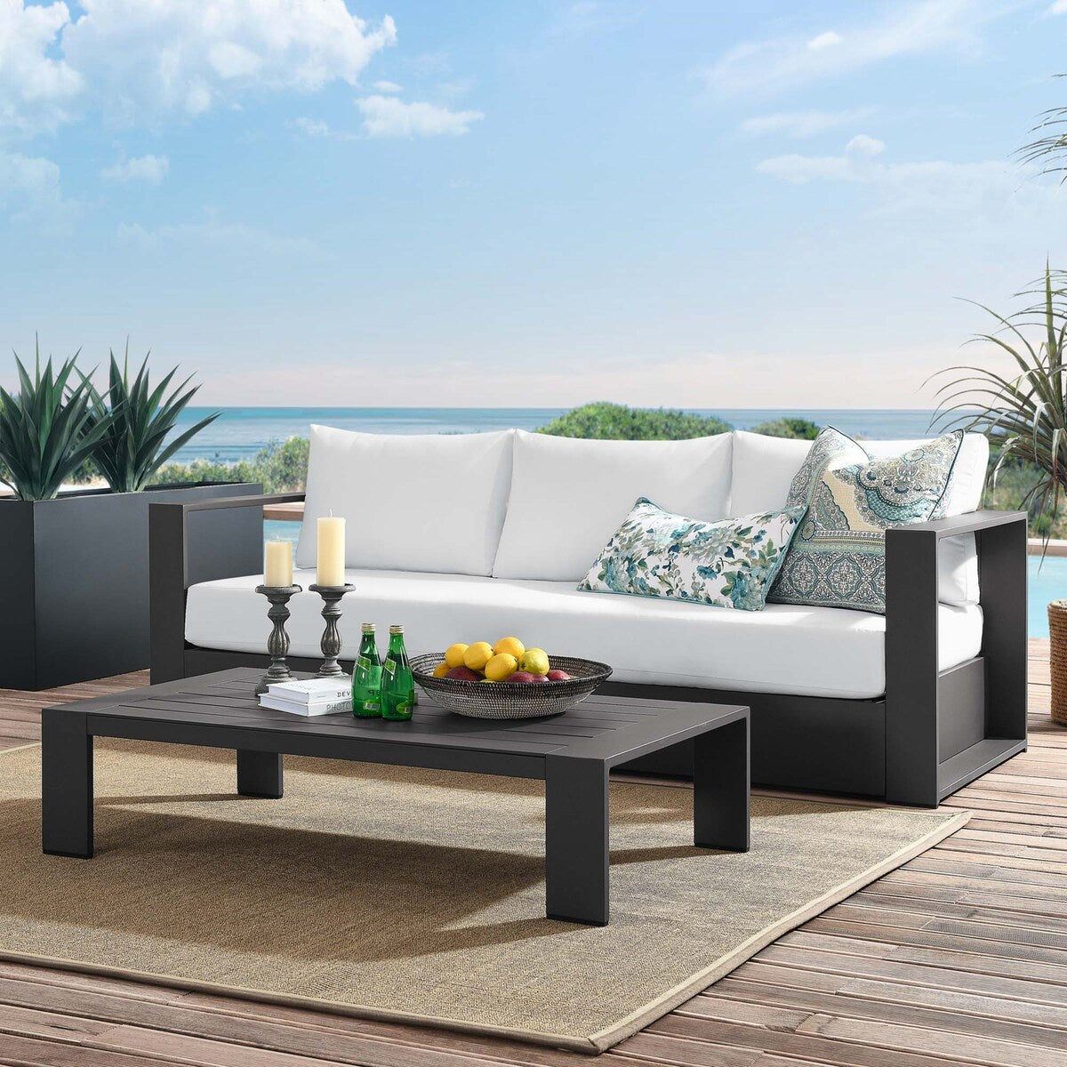 Ensemble de patio extérieur Tahoe 2 pièces en aluminium avec revêtement en poudre
