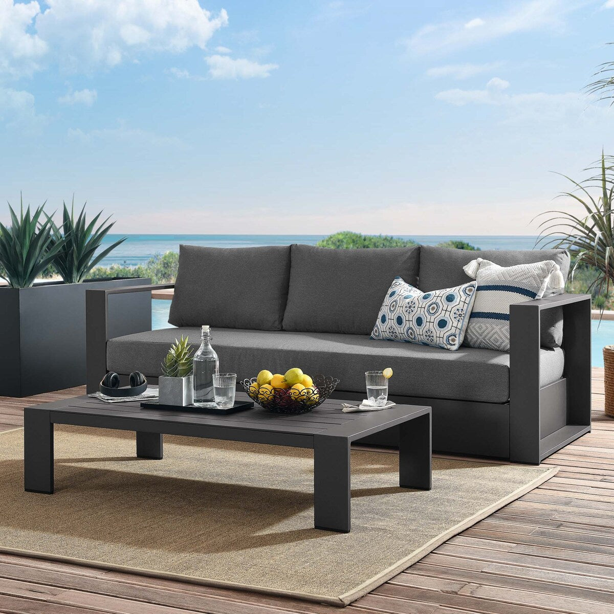 Ensemble de patio extérieur Tahoe 2 pièces en aluminium avec revêtement en poudre