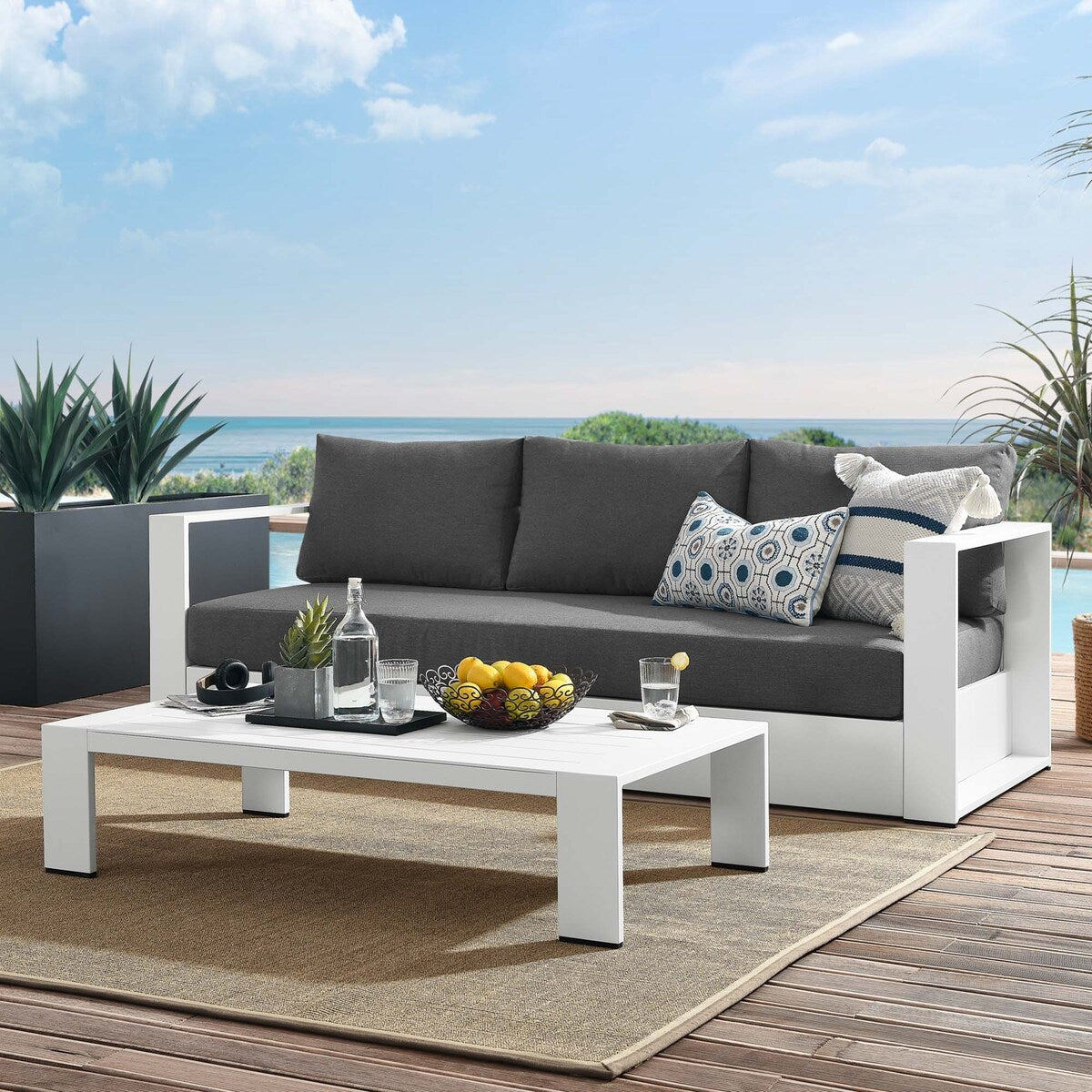 Ensemble de patio extérieur Tahoe 2 pièces en aluminium avec revêtement en poudre