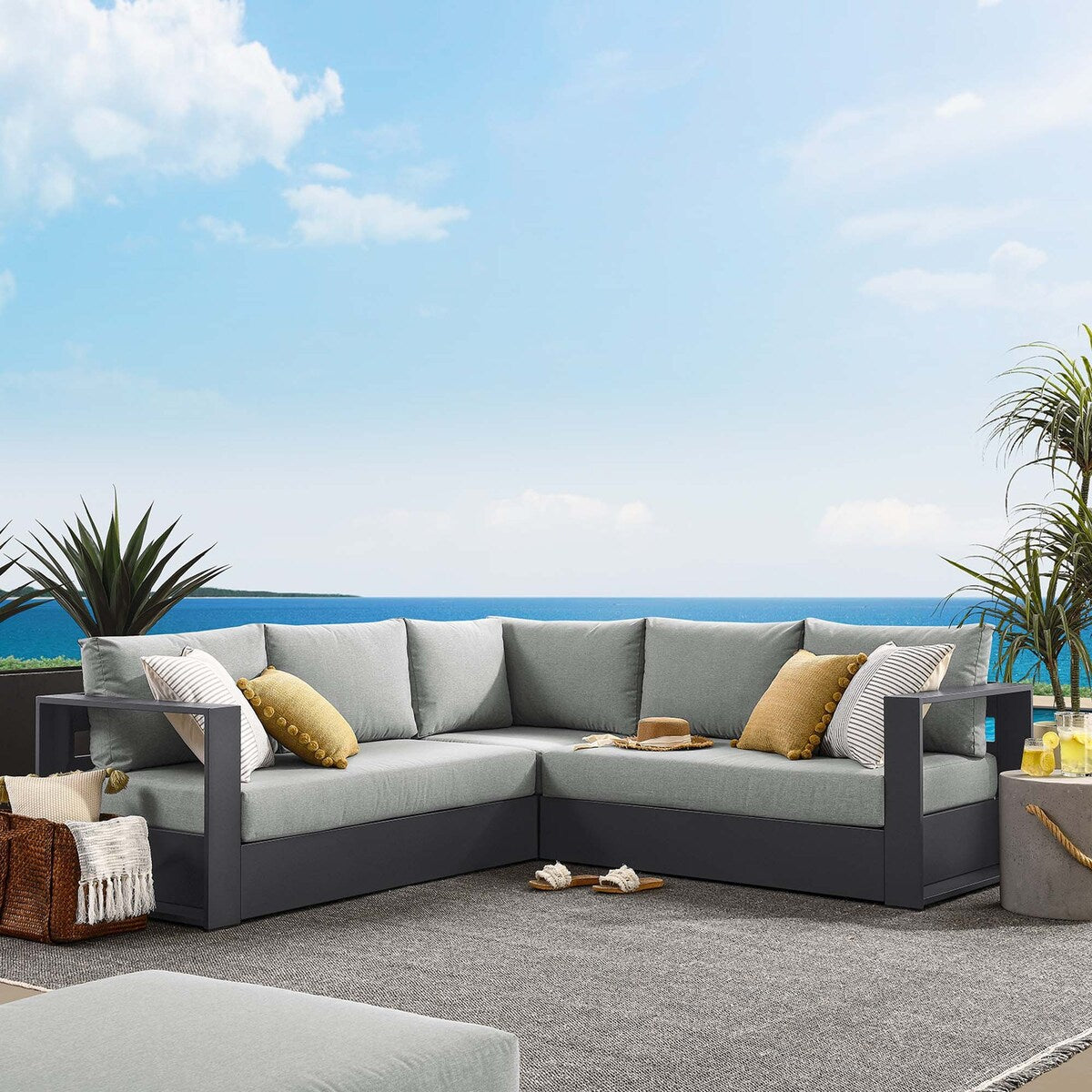 Ensemble de canapés sectionnels 3 pièces en aluminium Tahoe Patio