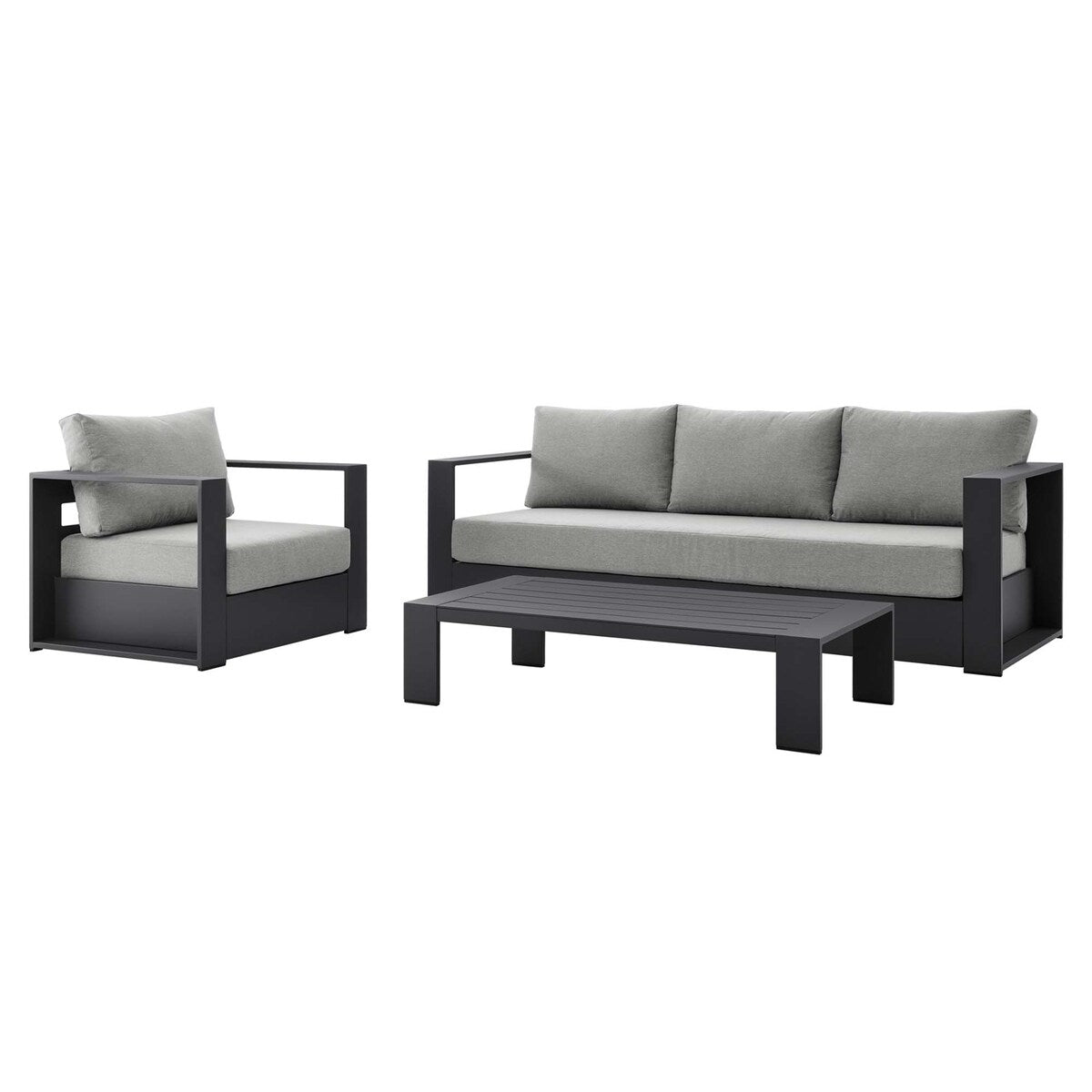 Ensemble de patio extérieur Tahoe 3 pièces en aluminium avec revêtement en poudre