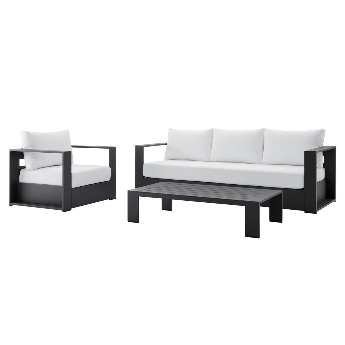 Ensemble de patio extérieur Tahoe 3 pièces en aluminium avec revêtement en poudre