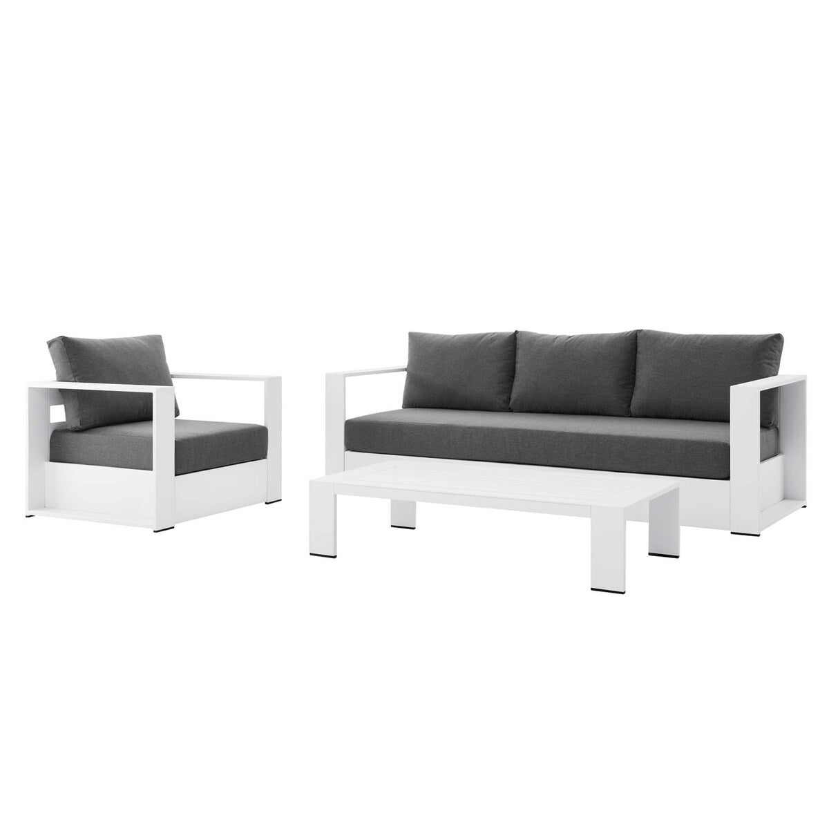 Ensemble de patio extérieur Tahoe 3 pièces en aluminium avec revêtement en poudre