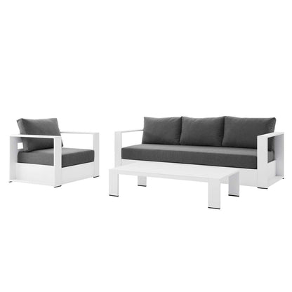 Ensemble de patio extérieur Tahoe 3 pièces en aluminium avec revêtement en poudre