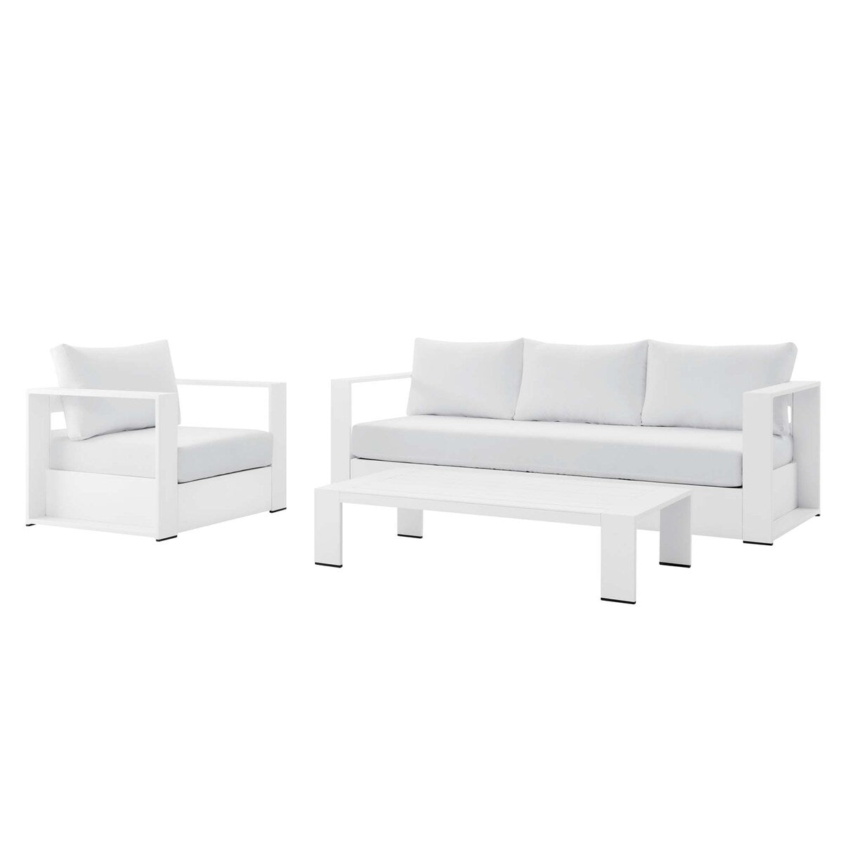 Ensemble de patio extérieur Tahoe 3 pièces en aluminium avec revêtement en poudre