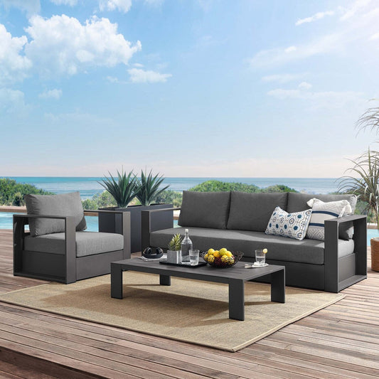 Ensemble de patio extérieur Tahoe 3 pièces en aluminium avec revêtement en poudre