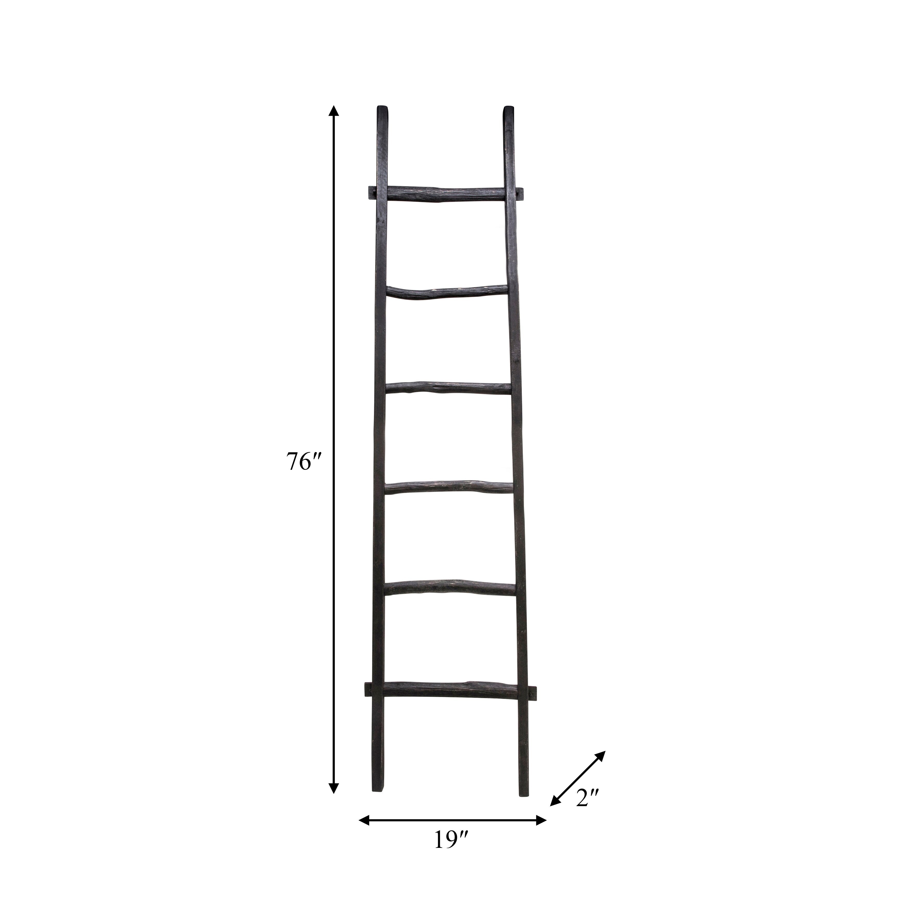 Échelle de rangement rustique Sagebrook Home de 1,8 m de haut, décorative et autoportante – 48 x 5 x 193 cm