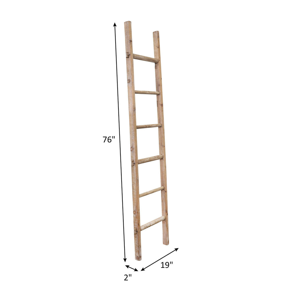 Échelle de rangement rustique Sagebrook Home de 1,8 m de haut, décorative et autoportante – 48 x 5 x 193 cm