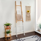 Échelle de rangement rustique Sagebrook Home de 1,8 m de haut, décorative et autoportante – 48 x 5 x 193 cm