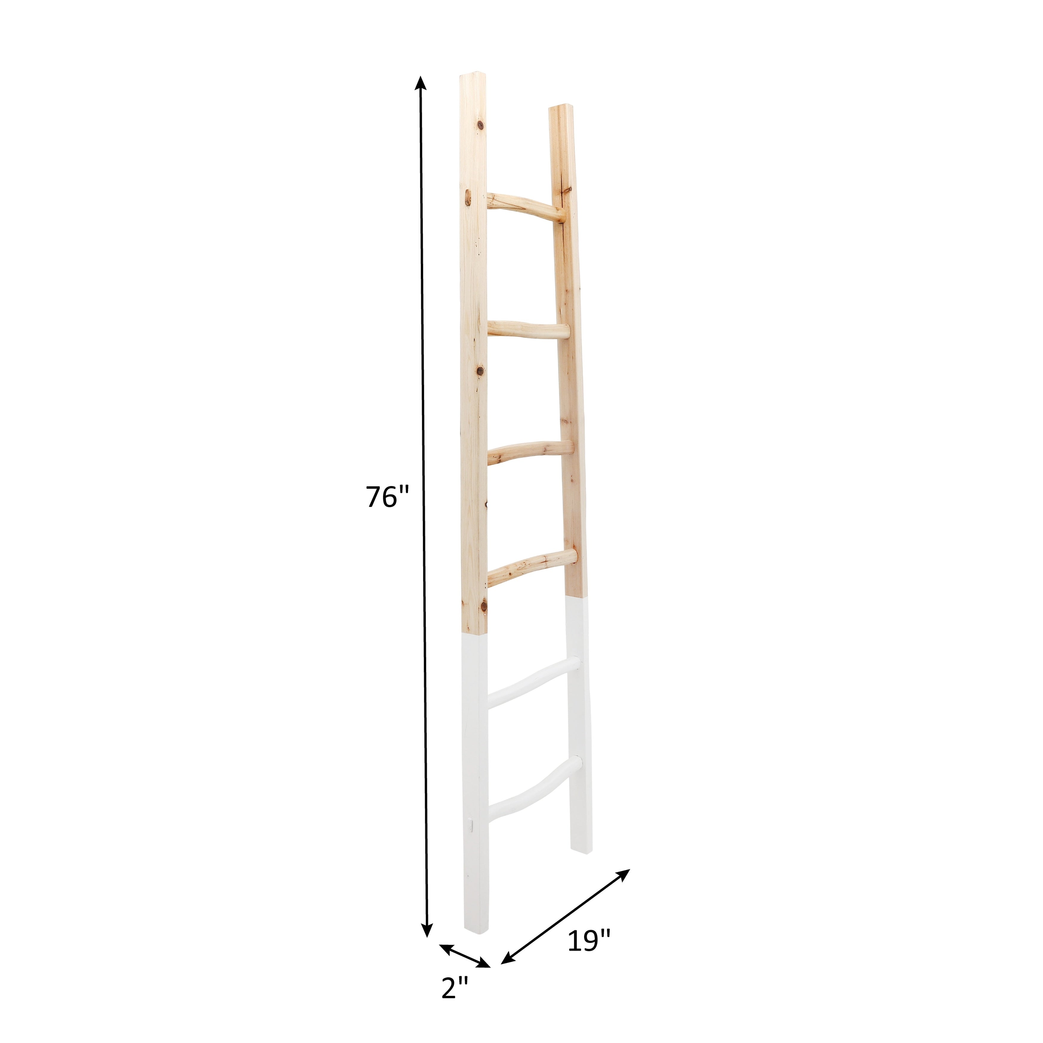 Échelle de rangement rustique Sagebrook Home de 1,8 m de haut, décorative et autoportante – 48 x 5 x 193 cm