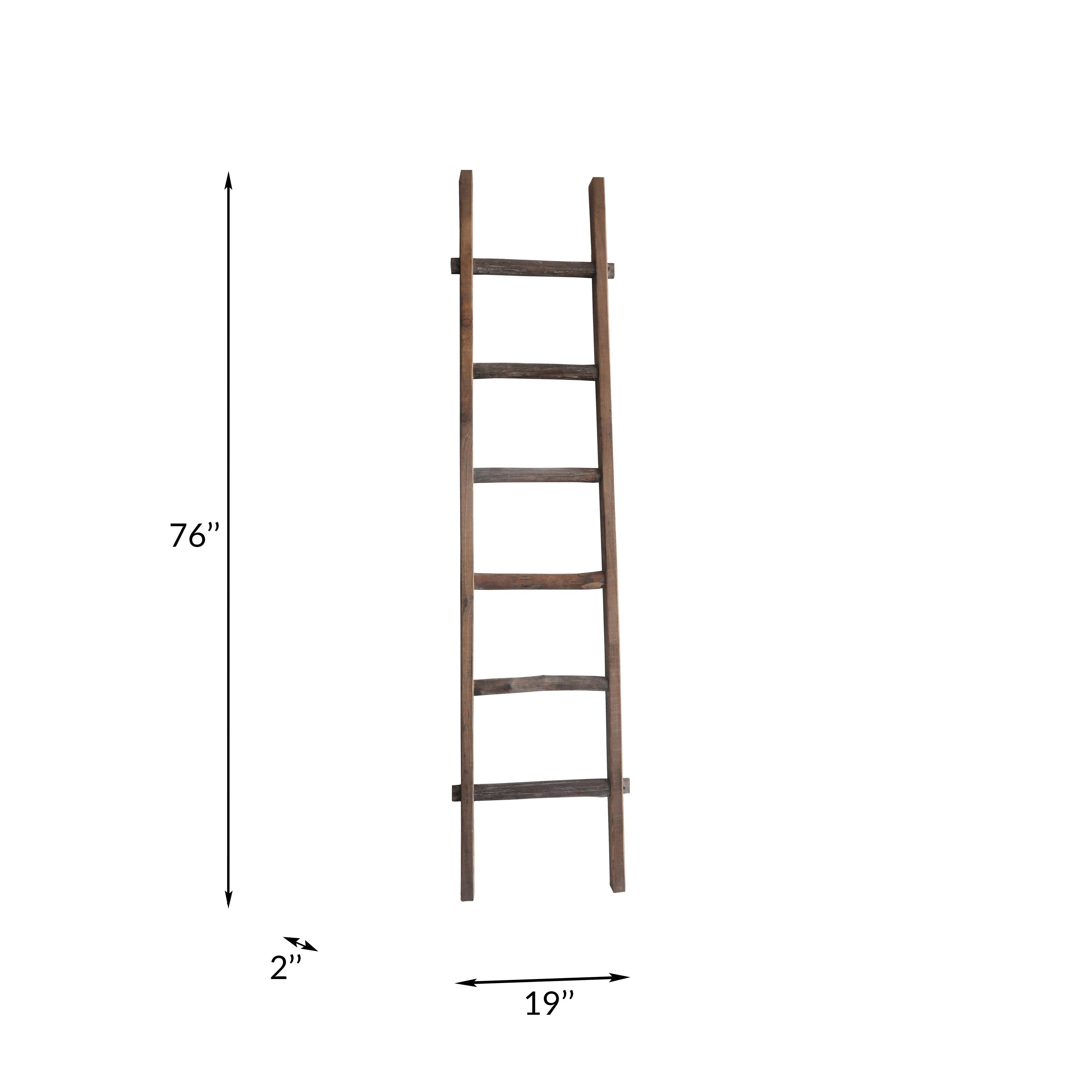 Échelle de rangement rustique Sagebrook Home de 1,8 m de haut, décorative et autoportante – 48 x 5 x 193 cm