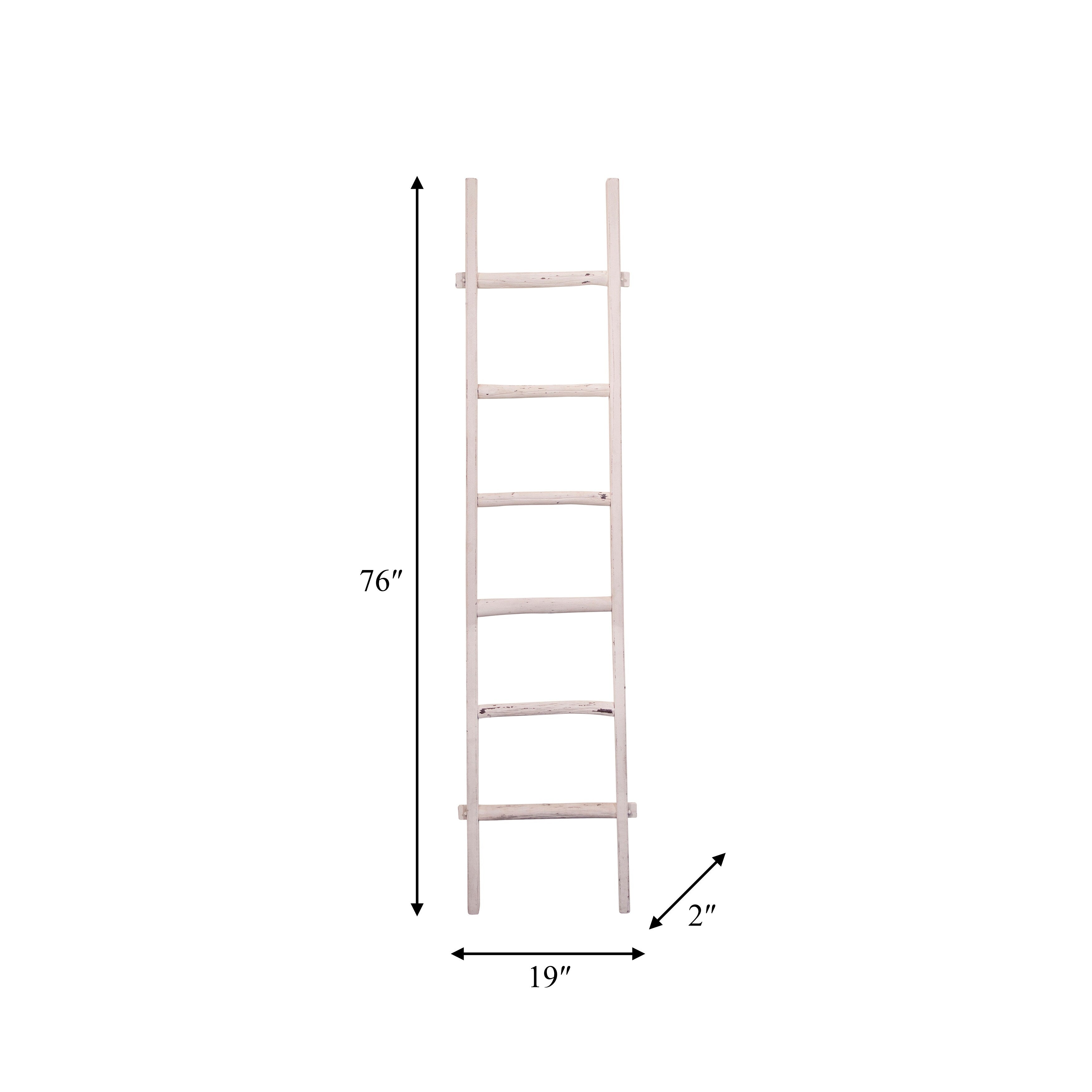 Échelle de rangement rustique Sagebrook Home de 1,8 m de haut, décorative et autoportante – 48 x 5 x 193 cm