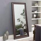 Grand miroir intégral surdimensionné avec cadre en imitation bois lisse, miroir rectangulaire à suspendre au mur