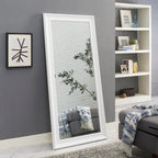 Grand miroir intégral surdimensionné avec cadre en imitation bois lisse, miroir rectangulaire à suspendre au mur