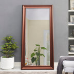 Grand miroir intégral surdimensionné avec cadre en imitation bois lisse, miroir rectangulaire à suspendre au mur
