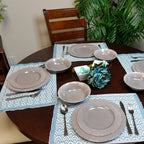 Service de table léger Tambora 12 pièces en mélamine gris rustique