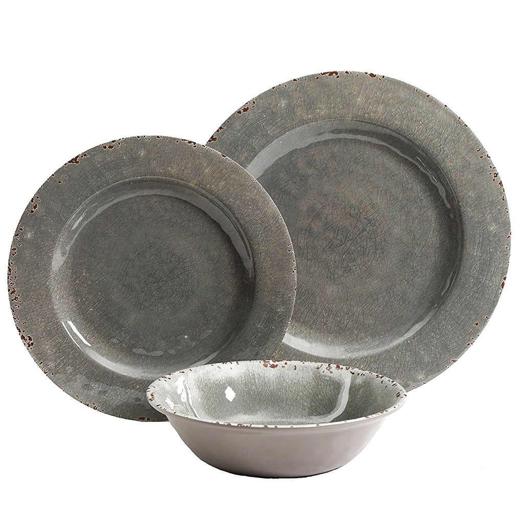 Service de table léger Tambora 12 pièces en mélamine gris rustique