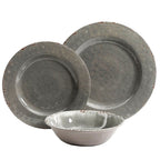 Service de table léger Tambora 12 pièces en mélamine gris rustique