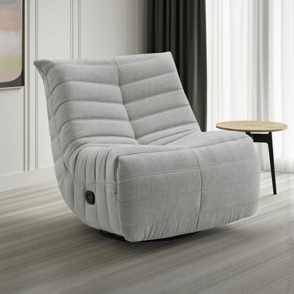 Fauteuil inclinable manuel pivotant Taon, capitonné en chenille gris clair