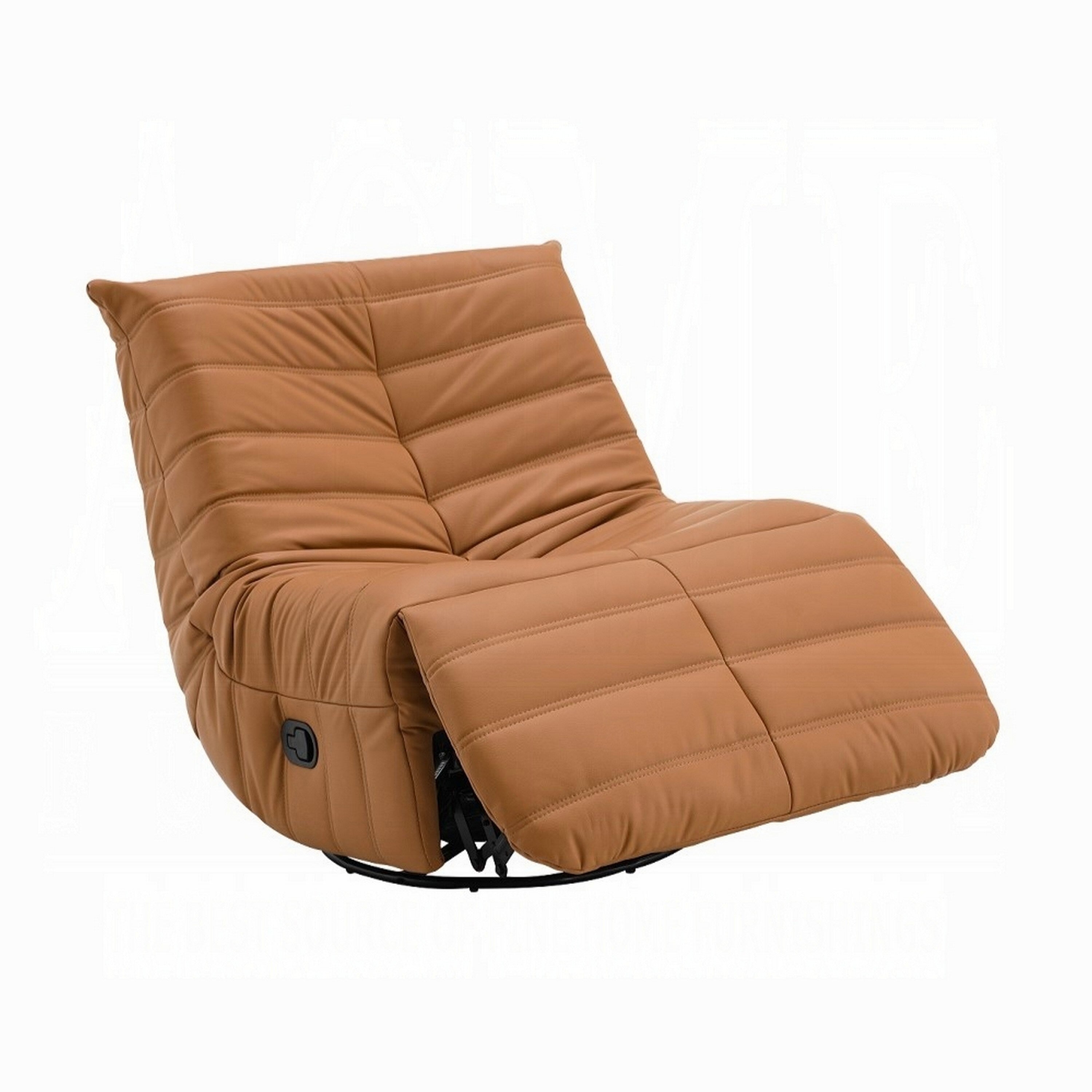 Fauteuil inclinable manuel pivotant Taon, capitonné en chenille orange