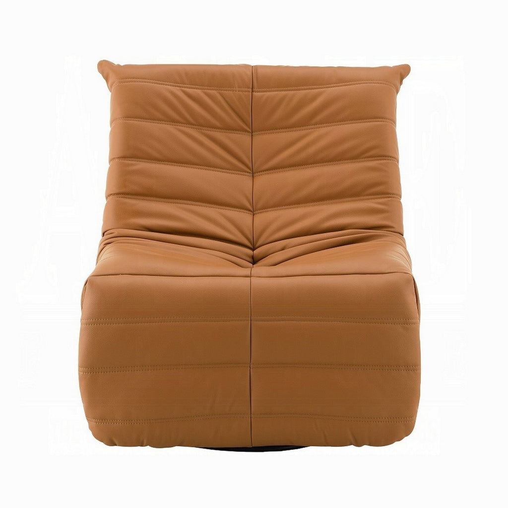 Fauteuil inclinable manuel pivotant Taon, capitonné en chenille orange