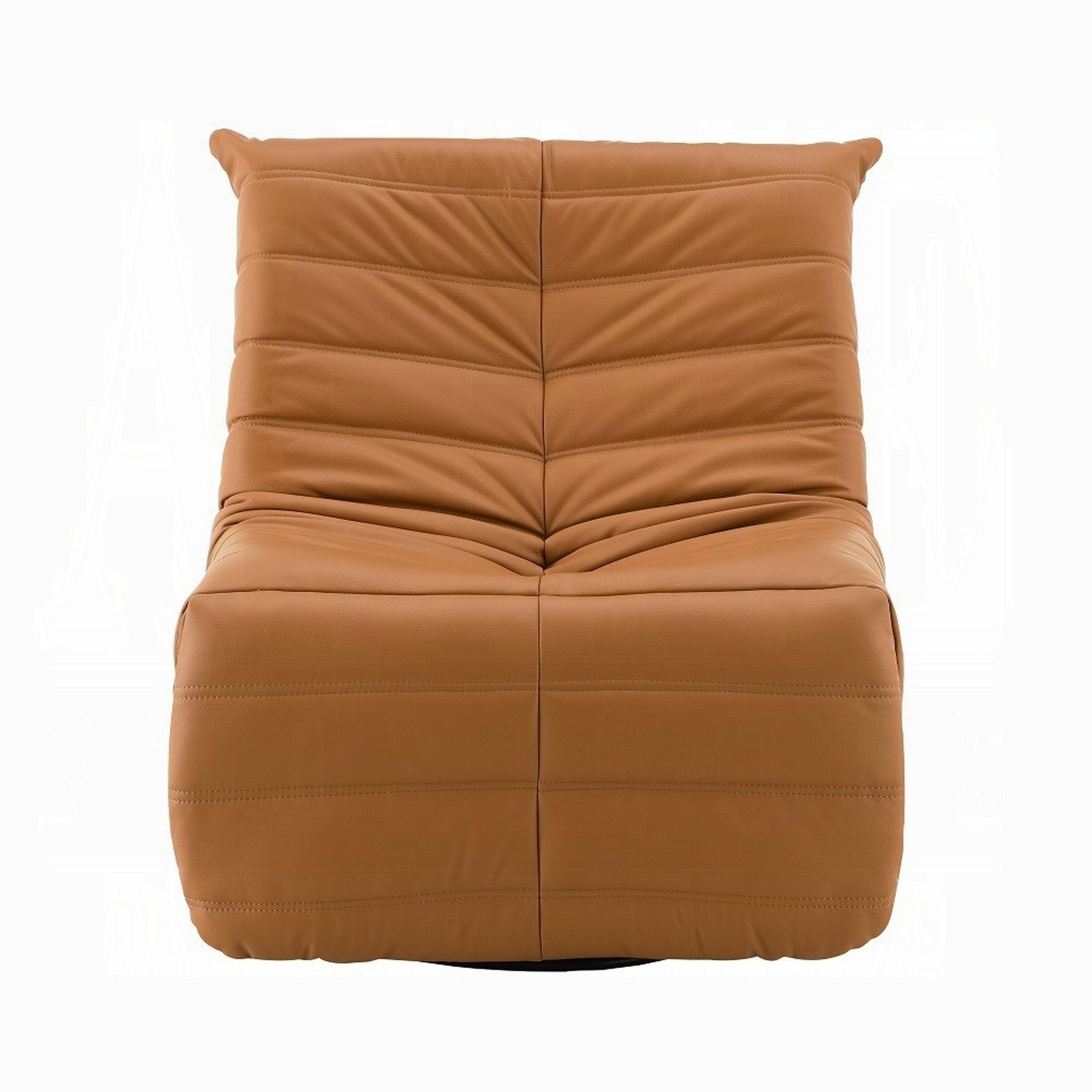 Fauteuil inclinable manuel pivotant Taon, capitonné en chenille orange