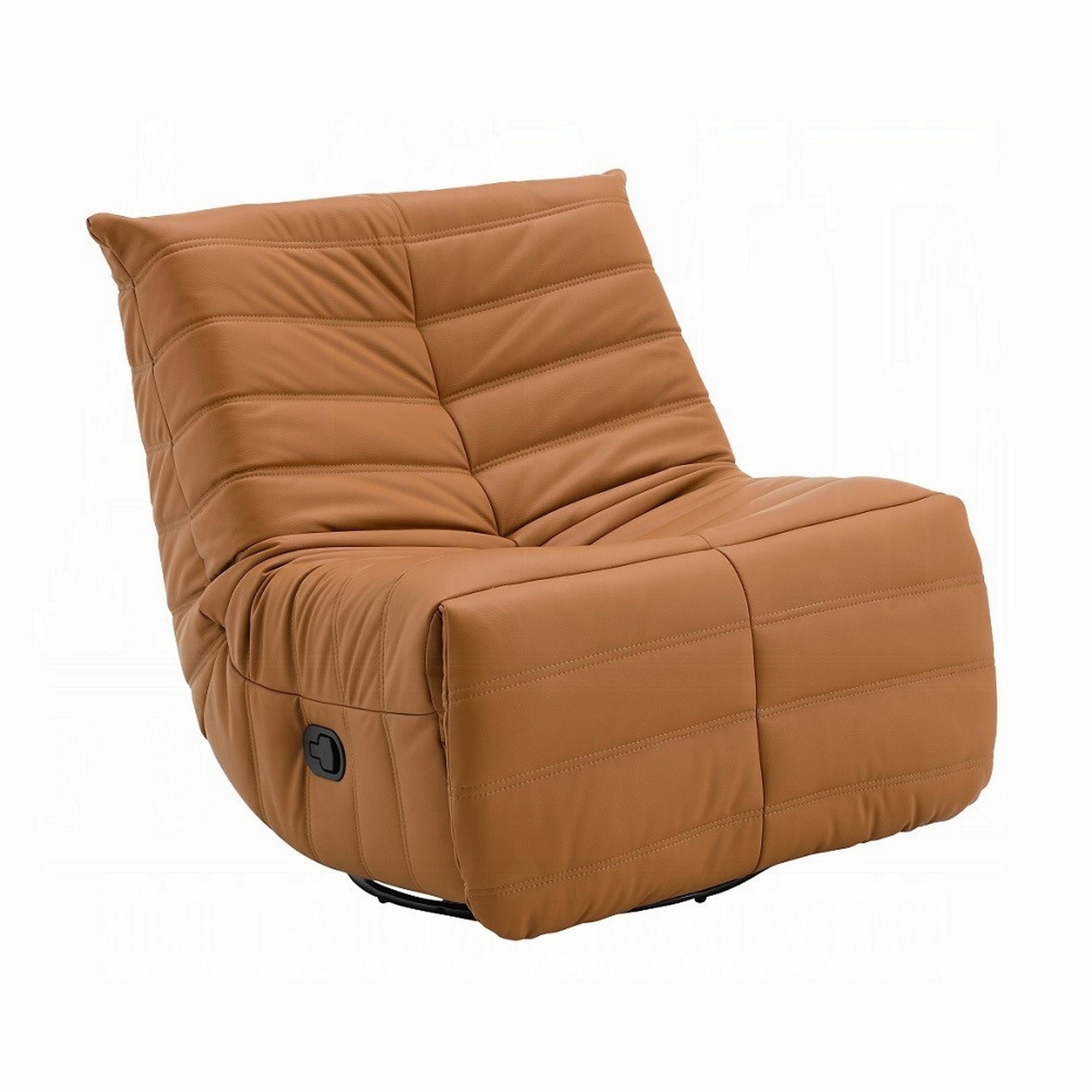 Fauteuil inclinable manuel pivotant Taon, capitonné en chenille orange