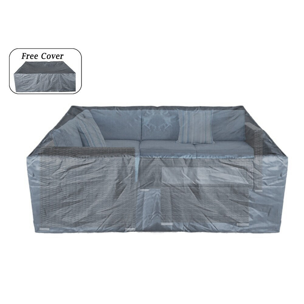 Ensemble de canapés d'extérieur sectionnels Tappio 4 pièces en osier avec housse imperméable