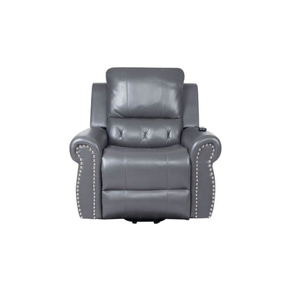 Fauteuil inclinable électrique clouté en cuir Air Premium avec repose-pieds et télécommande
