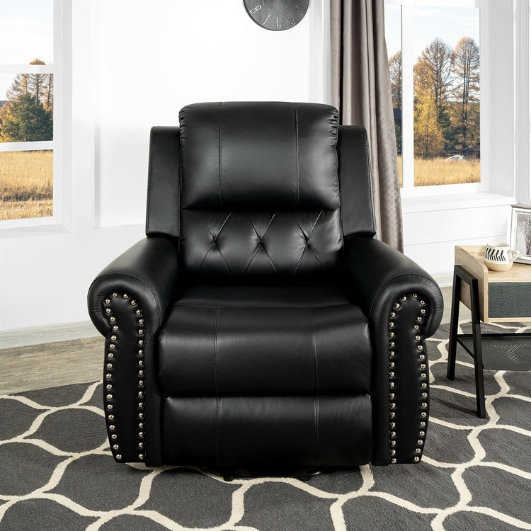 Fauteuil inclinable électrique clouté en cuir Air Premium avec repose-pieds et télécommande