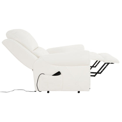 Fauteuil inclinable électrique clouté en cuir Air Premium avec repose-pieds et télécommande