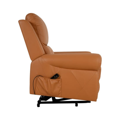 Fauteuil inclinable électrique clouté en cuir Air Premium avec repose-pieds et télécommande