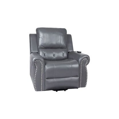 Fauteuil inclinable électrique clouté en cuir Air Premium avec repose-pieds et télécommande