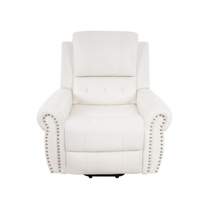 Fauteuil inclinable électrique clouté en cuir Air Premium avec repose-pieds et télécommande