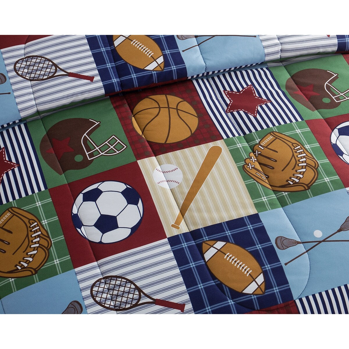 Parure de lit ultra douce Team Sport Collegiate bleu marine/bleu/beige