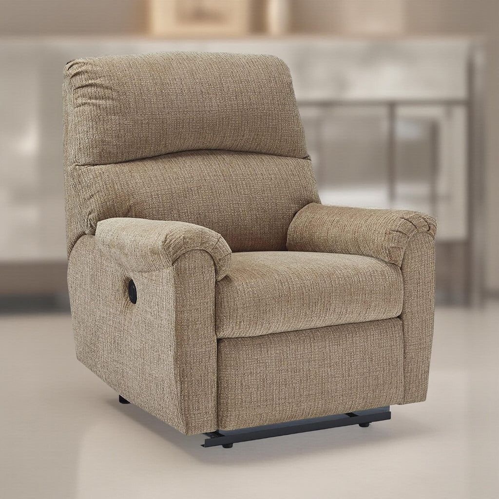 Fauteuil inclinable électrique Teer, chenille marron moka, rembourrage extra doux