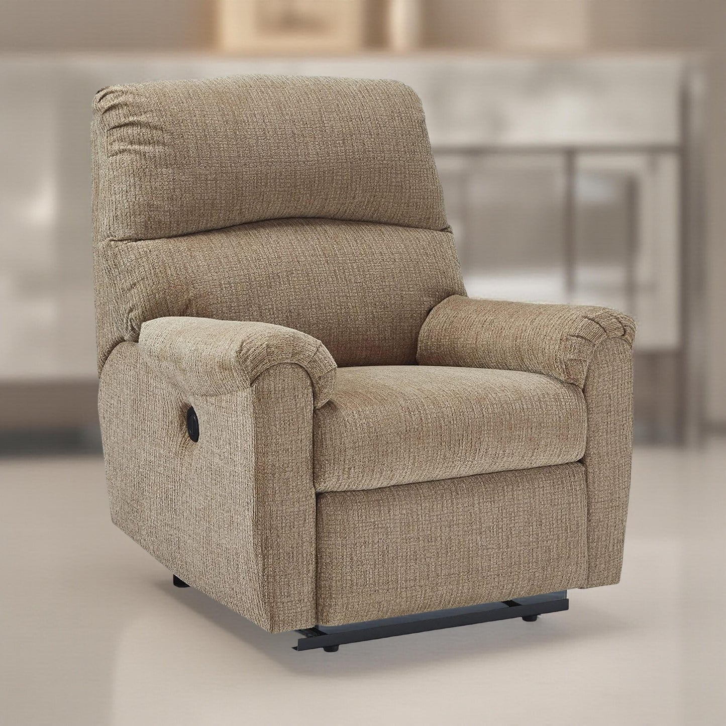 Fauteuil inclinable électrique Teer, chenille marron moka, rembourrage extra doux