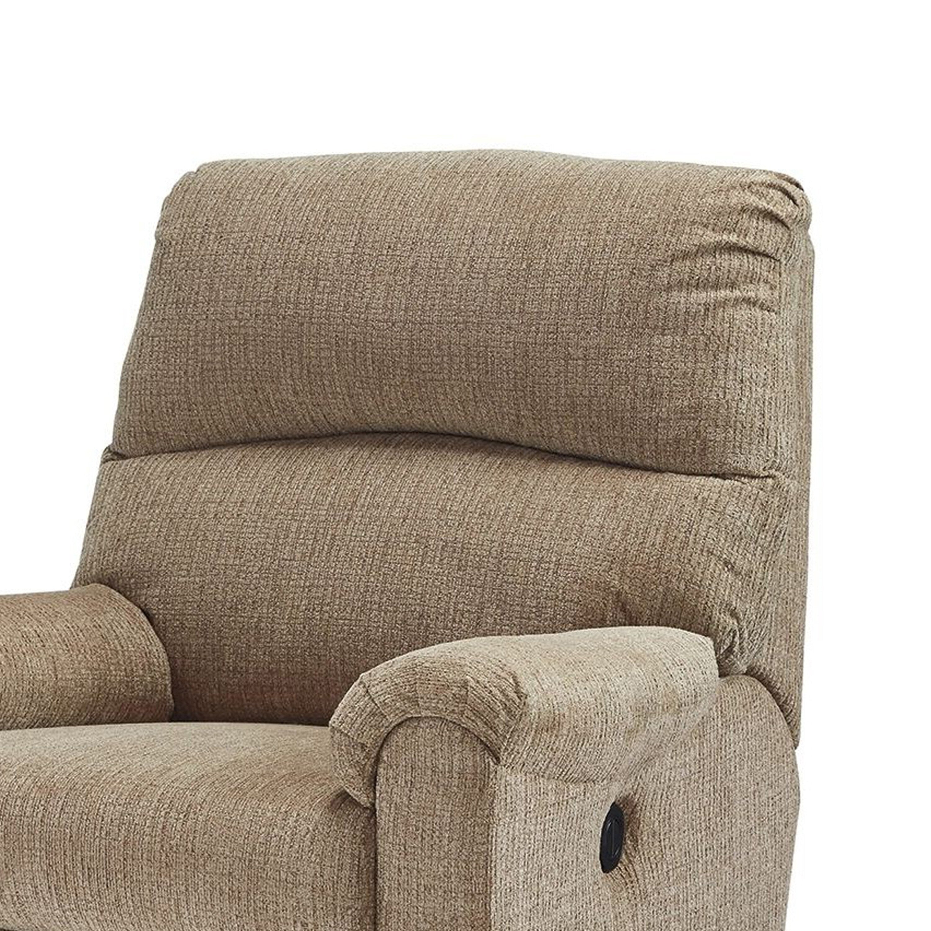 Fauteuil inclinable électrique Teer, chenille marron moka, rembourrage extra doux