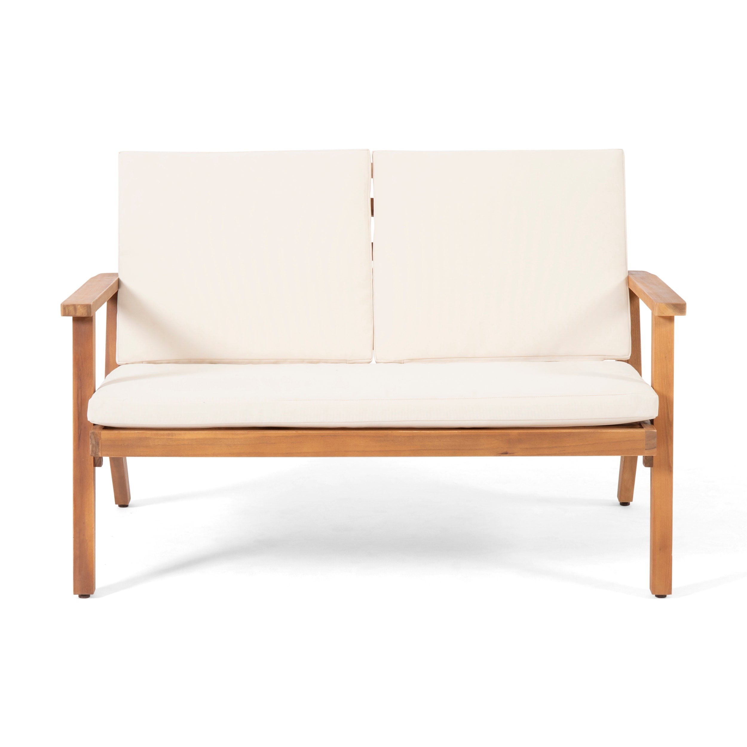Ensemble causeuse et table basse d'extérieur en bois d'acacia Temecula avec coussins par Christopher Knight Home
