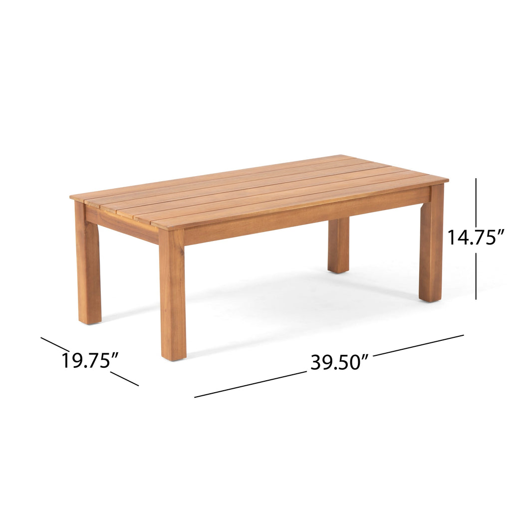 Ensemble causeuse et table basse d'extérieur en bois d'acacia Temecula avec coussins par Christopher Knight Home