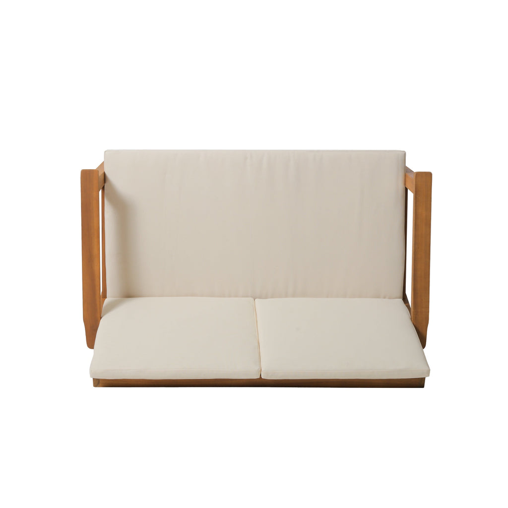 Ensemble causeuse et table basse d'extérieur en bois d'acacia Temecula avec coussins par Christopher Knight Home