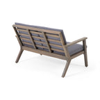 Ensemble causeuse et table basse d'extérieur en bois d'acacia Temecula avec coussins par Christopher Knight Home