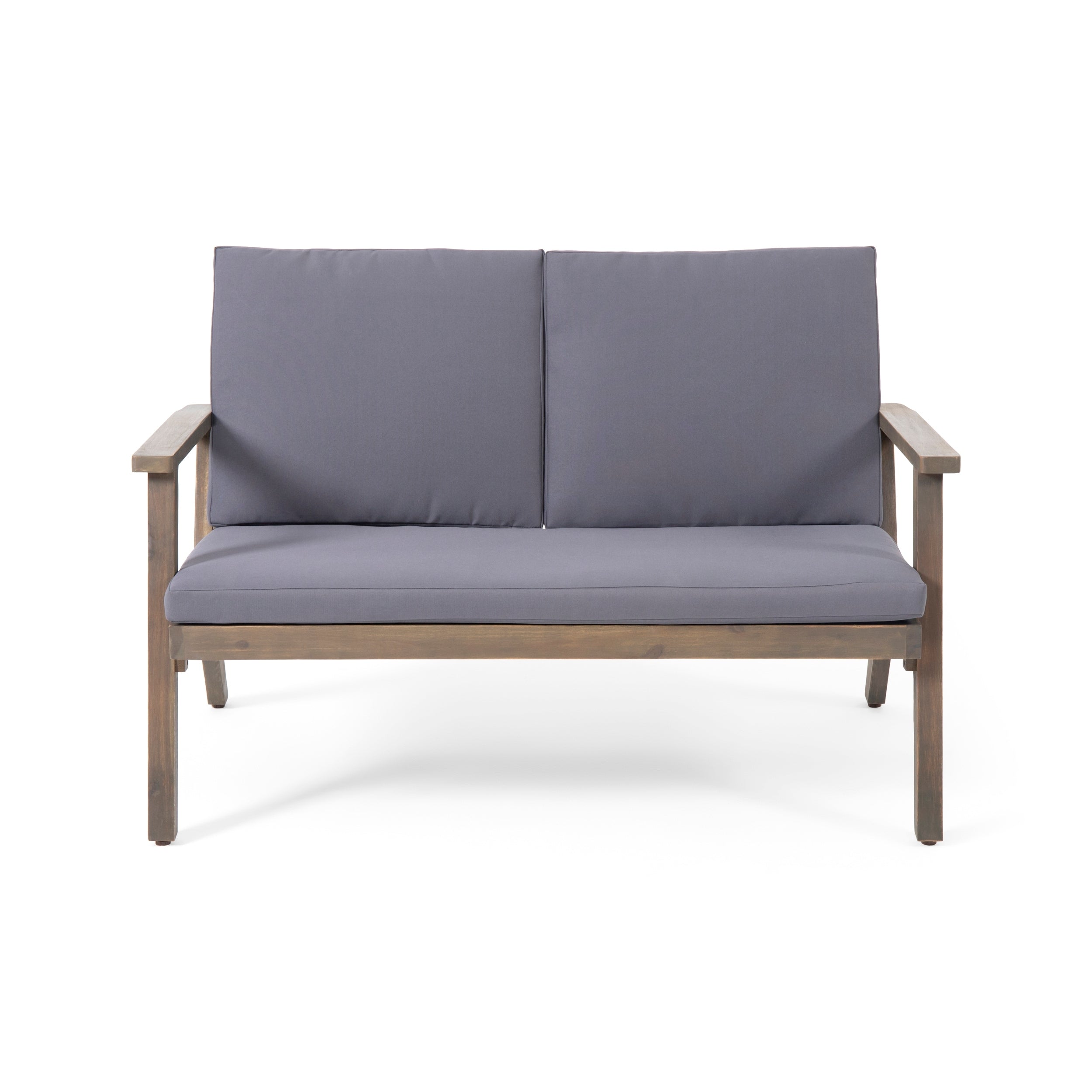 Ensemble causeuse et table basse d'extérieur en bois d'acacia Temecula avec coussins par Christopher Knight Home