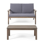 Ensemble causeuse et table basse d'extérieur en bois d'acacia Temecula avec coussins par Christopher Knight Home