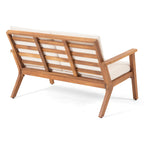 Ensemble causeuse et table basse d'extérieur en bois d'acacia Temecula avec coussins par Christopher Knight Home