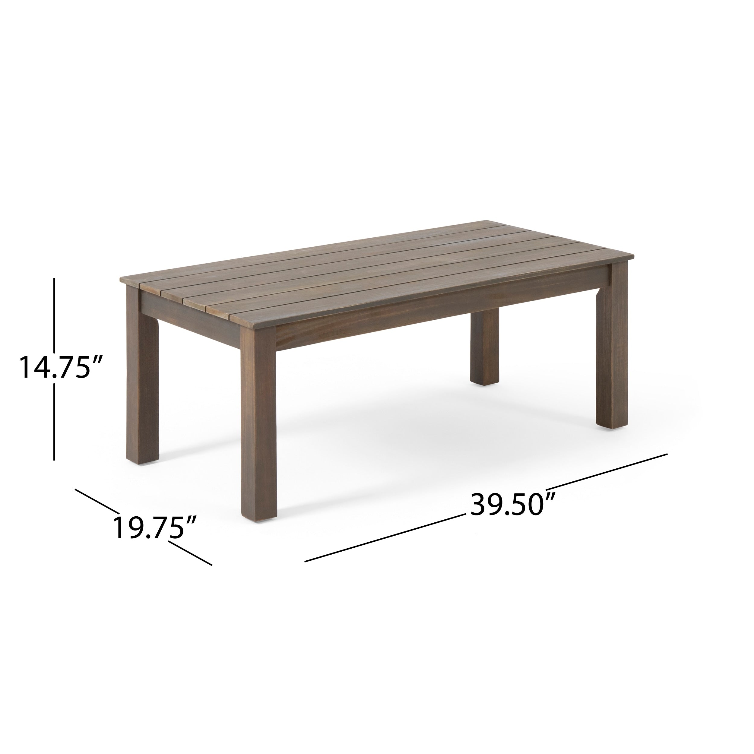 Ensemble causeuse et table basse d'extérieur en bois d'acacia Temecula avec coussins par Christopher Knight Home