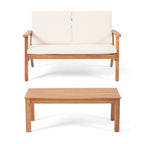 Ensemble causeuse et table basse d'extérieur en bois d'acacia Temecula avec coussins par Christopher Knight Home